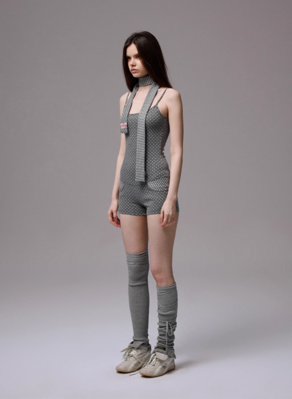 POLKA DOT STRIPE BODYSUIT + FREE SCARF – 3colors