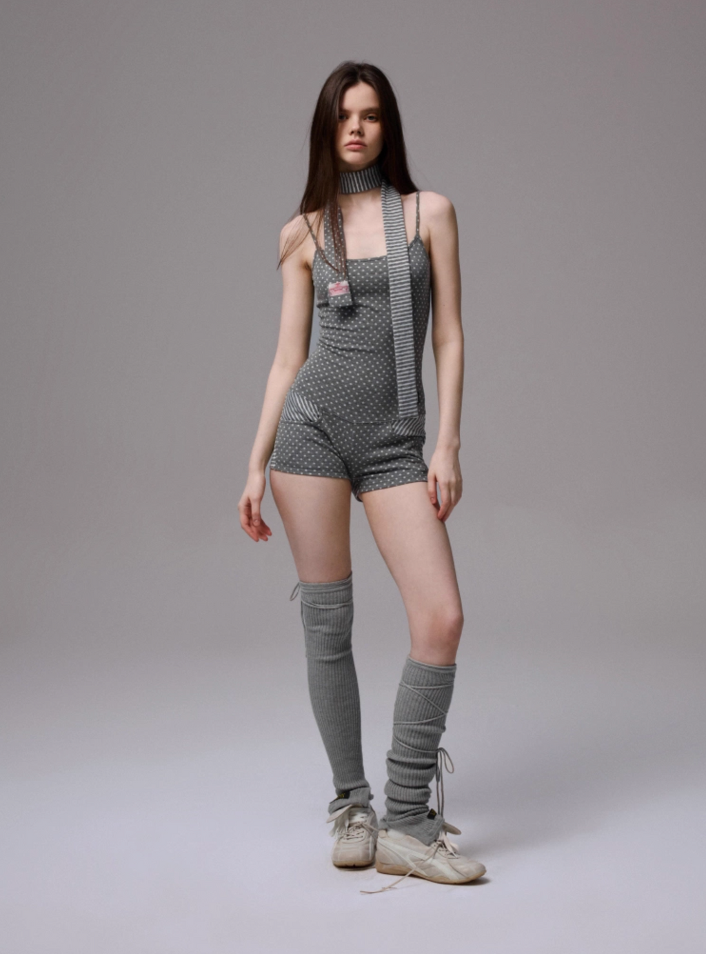 POLKA DOT STRIPE BODYSUIT + FREE SCARF – 3colors