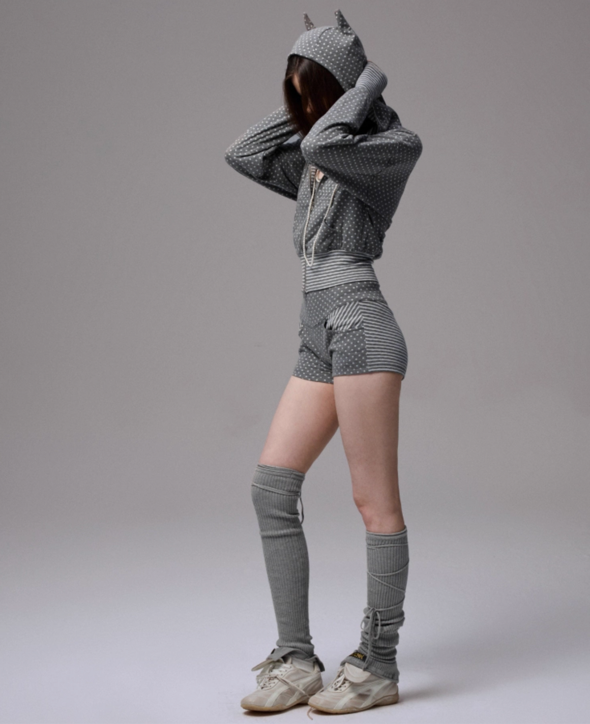 POLKA DOT DEVIL HORN HOODIE & FLARED PANTS – 3colors