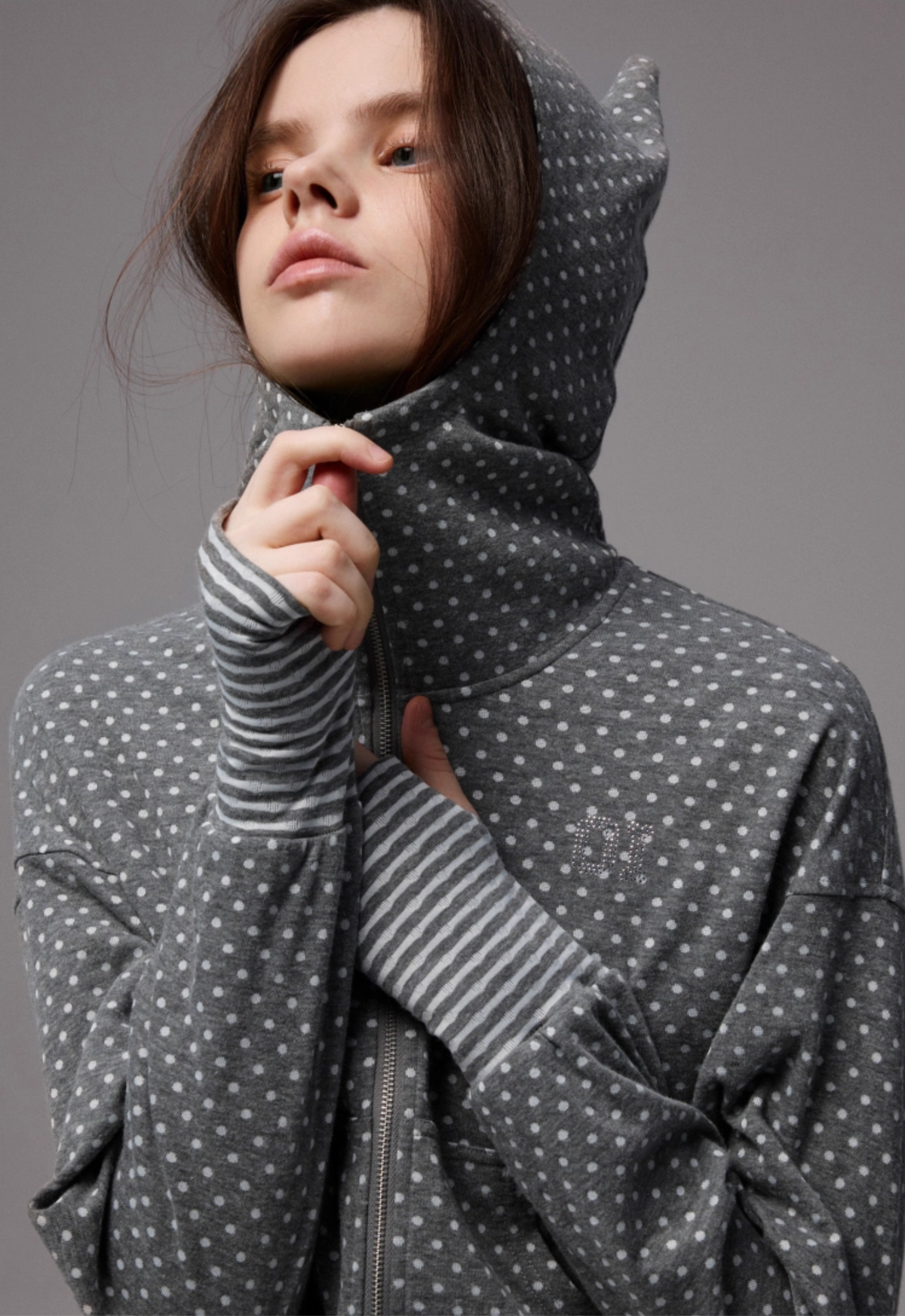 POLKA DOT DEVIL HORN HOODIE & FLARED PANTS – 3colors