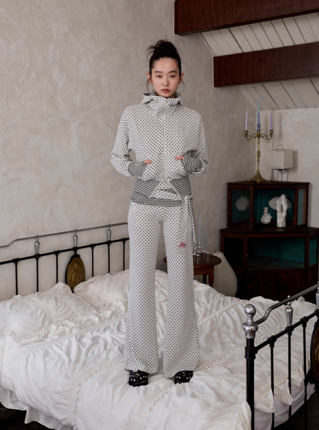 POLKA DOT DEVIL HORN HOODIE & FLARED PANTS – 3colors