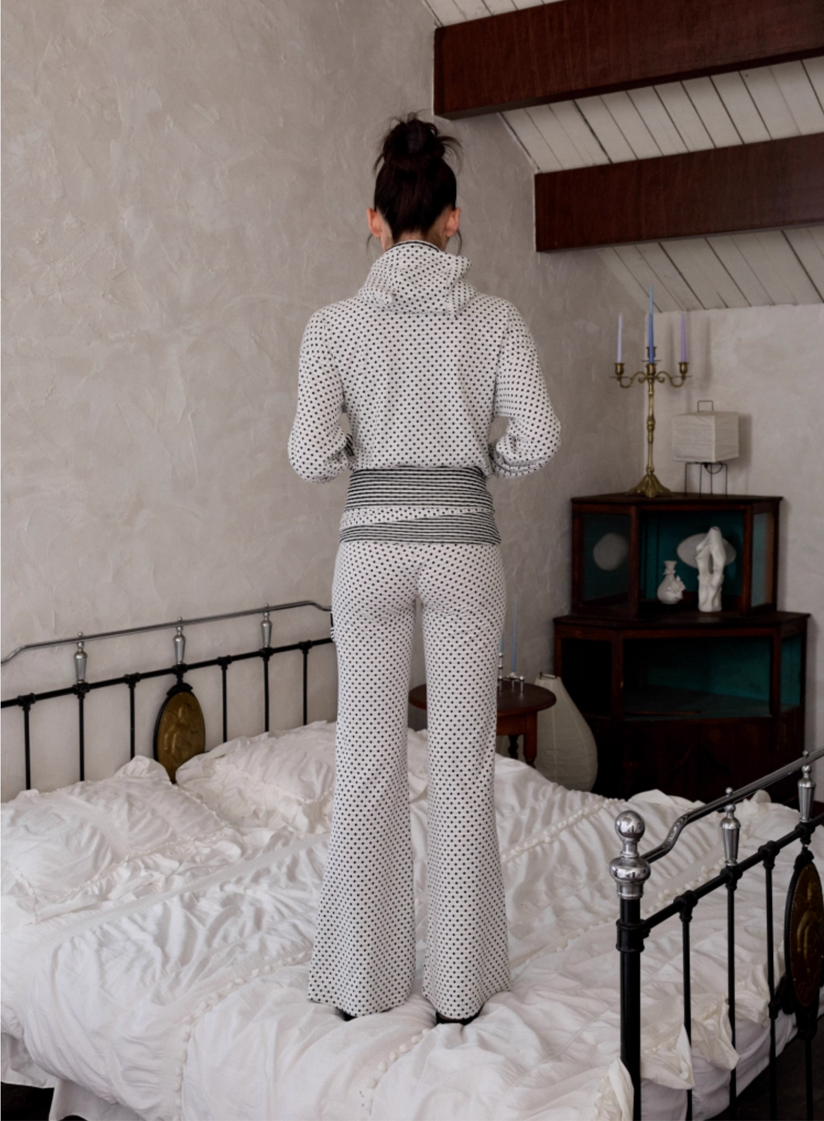 POLKA DOT DEVIL HORN HOODIE & FLARED PANTS – 3colors