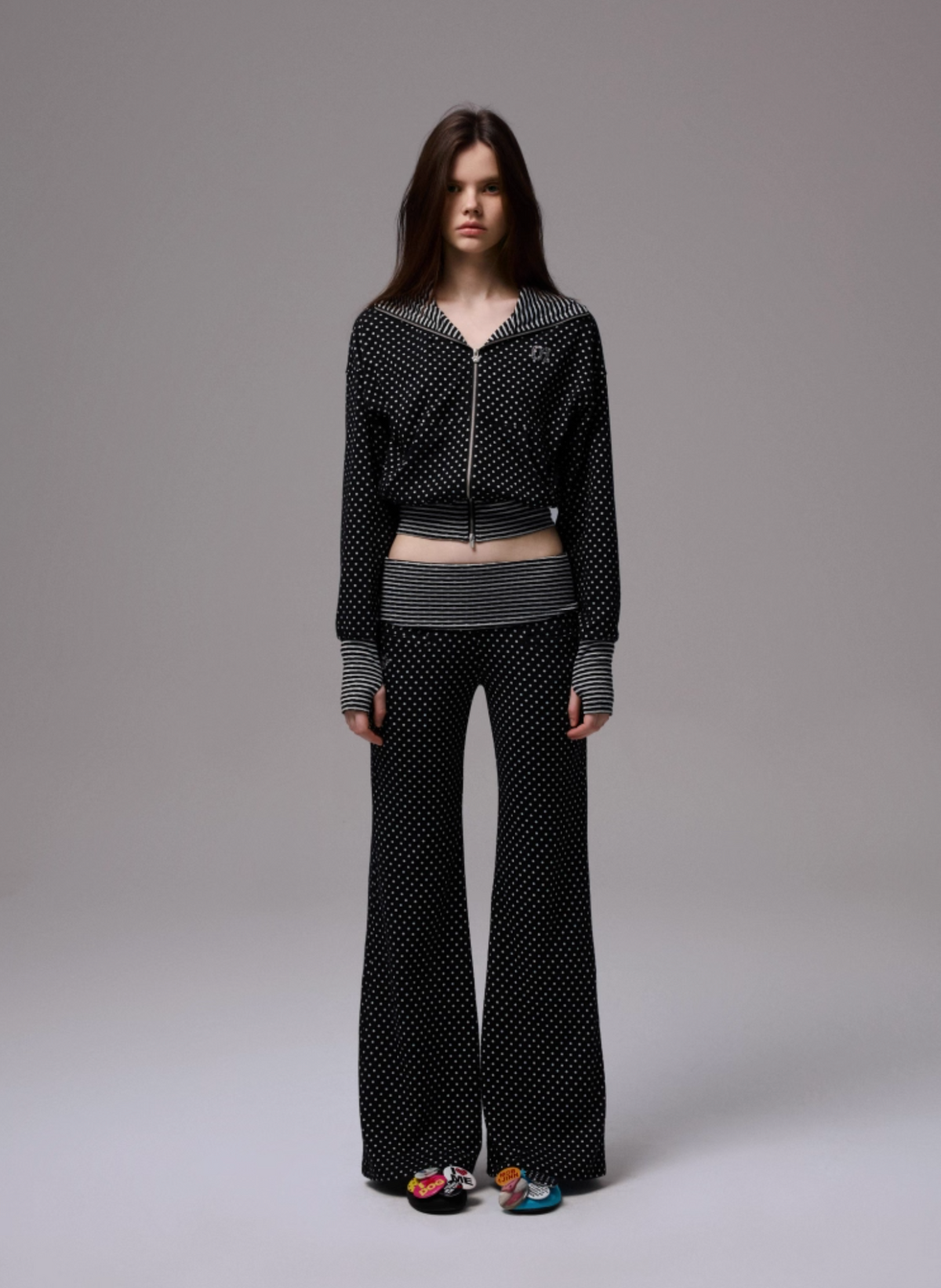 POLKA DOT DEVIL HORN HOODIE & FLARED PANTS – 3colors