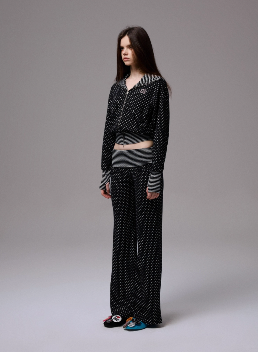 POLKA DOT DEVIL HORN HOODIE & FLARED PANTS – 3colors