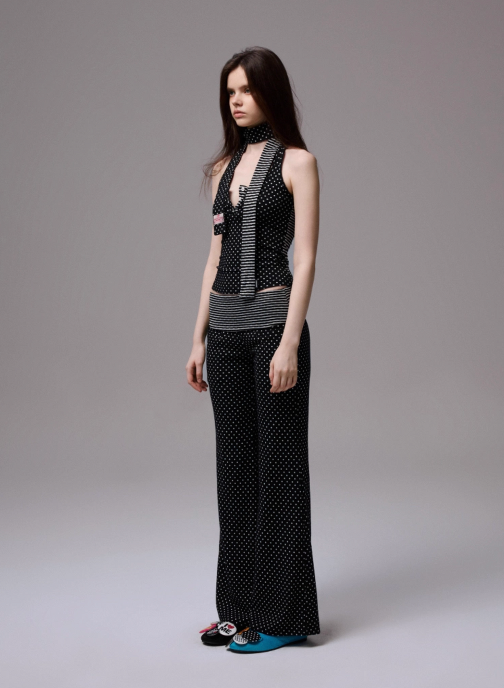 POLKA DOT TANK TOP + FREE SCARF & FLARED PANTS – 3colors