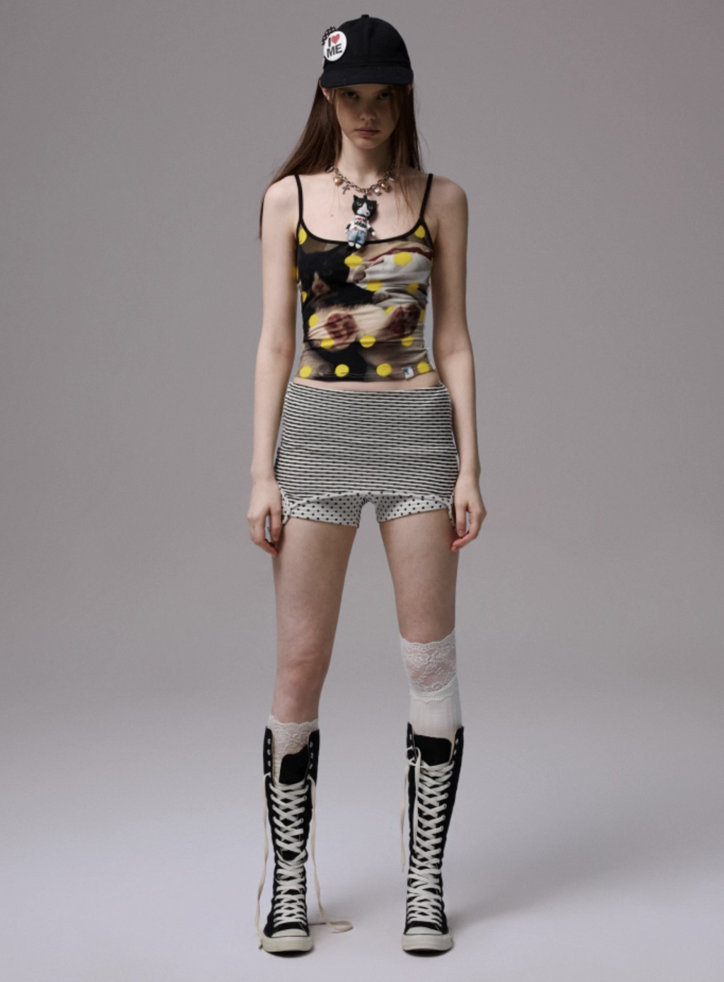 POLKA DOT BLACK CAT CAMISOLE