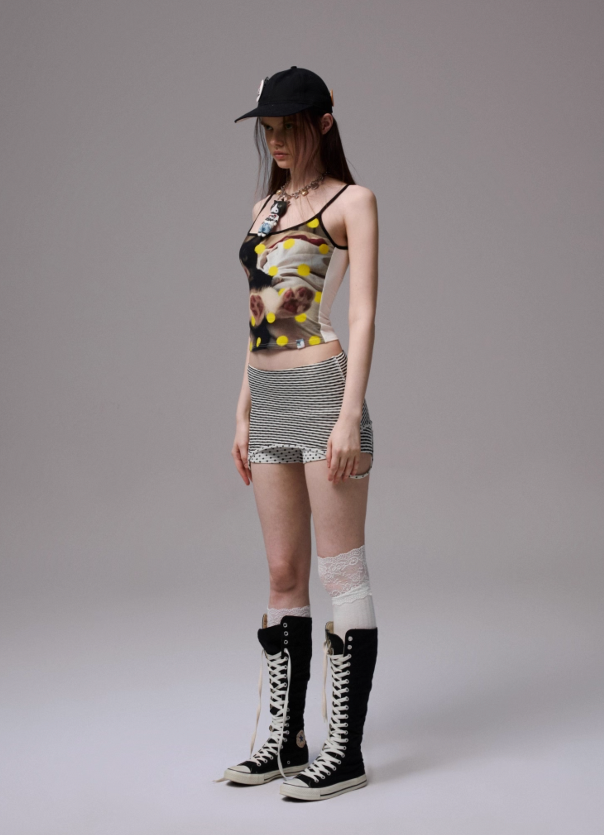 POLKA DOT BLACK CAT CAMISOLE