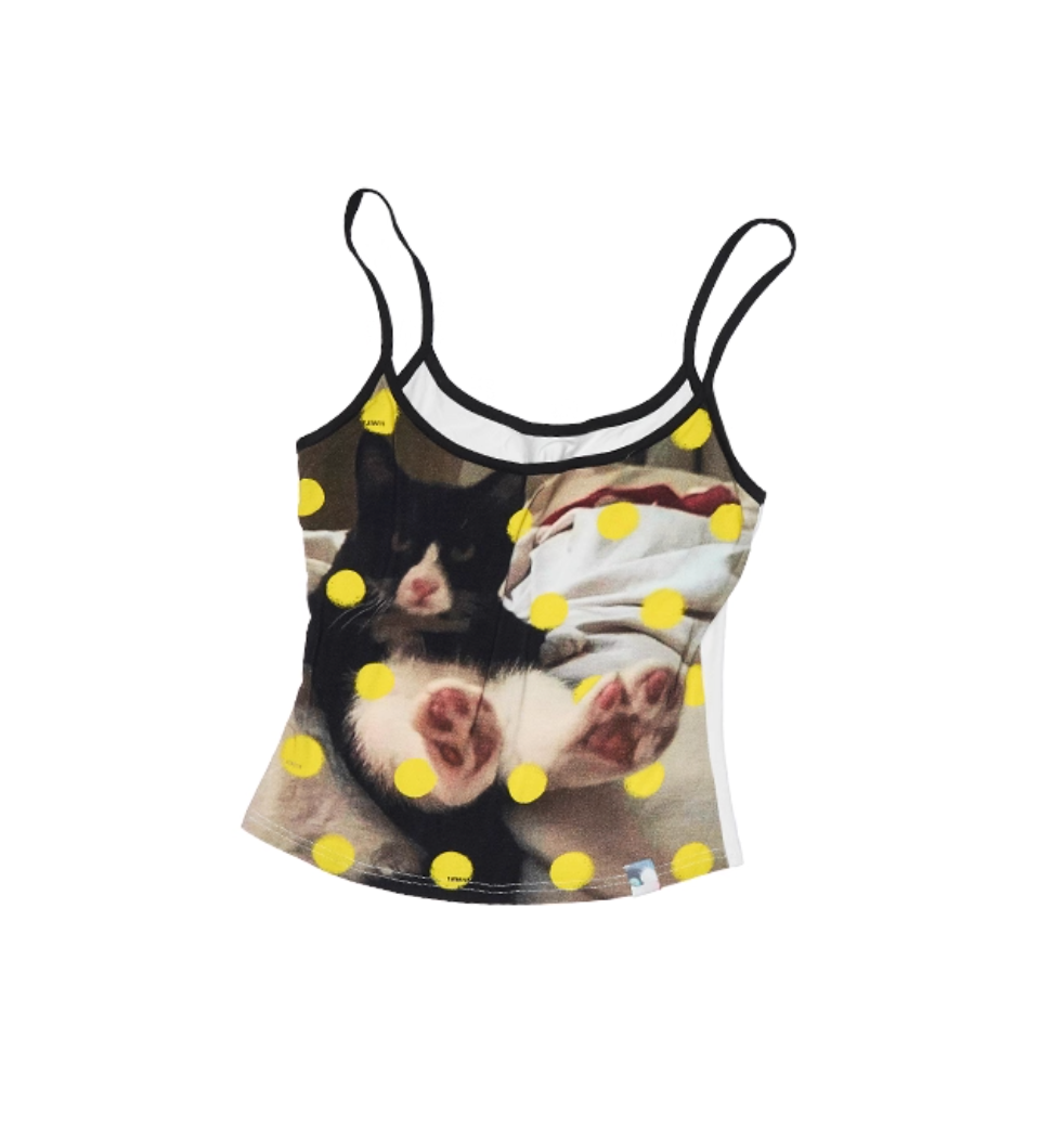 POLKA DOT BLACK CAT CAMISOLE