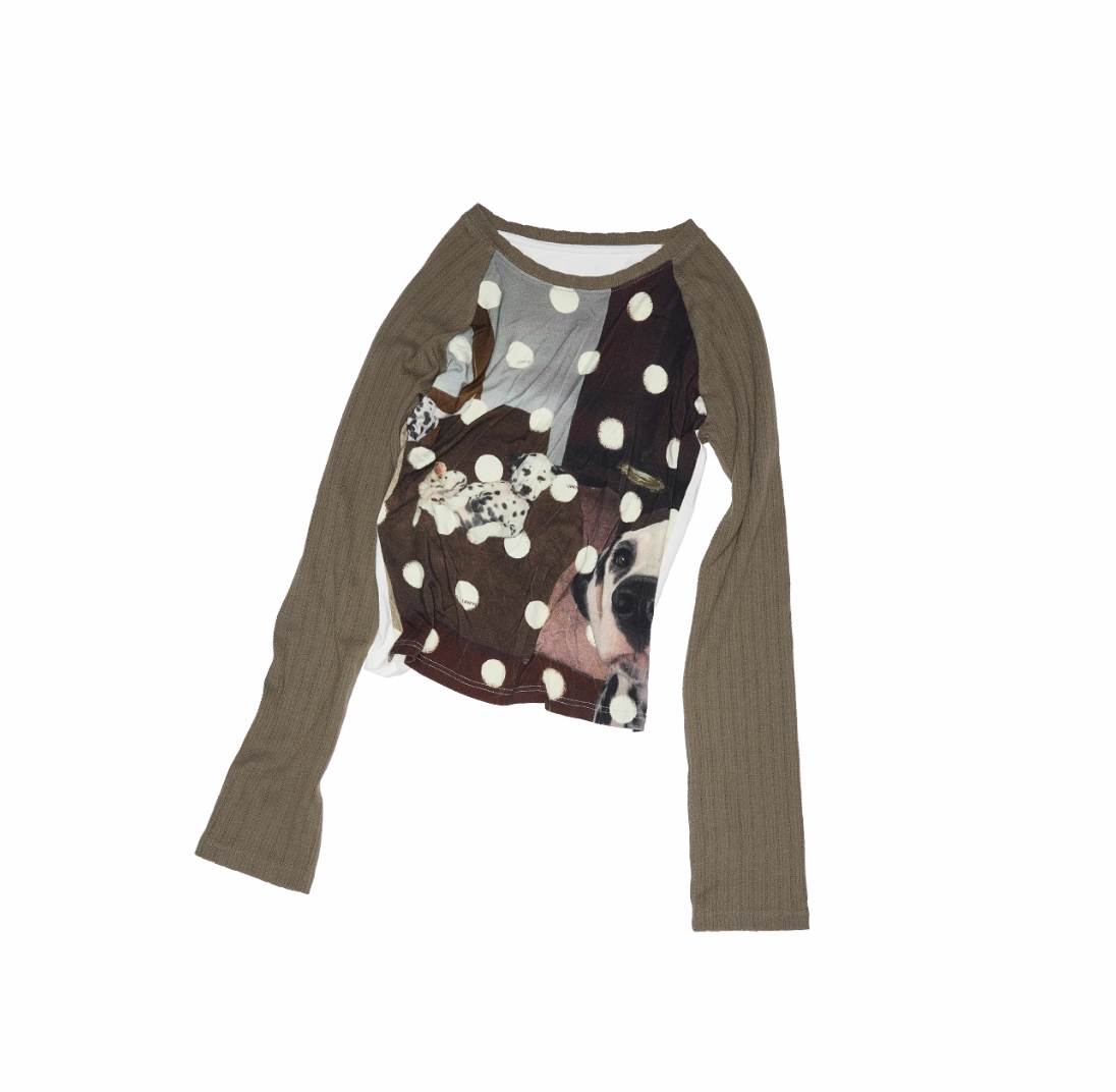 ♱ POLKA DOT ダルメシアン イヌ柄 長袖Tシャツ ♱