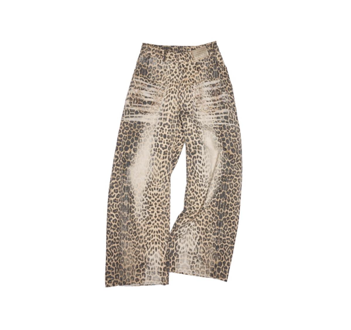 CHU WASHED LEOPARD WIDE-LEG JEANS