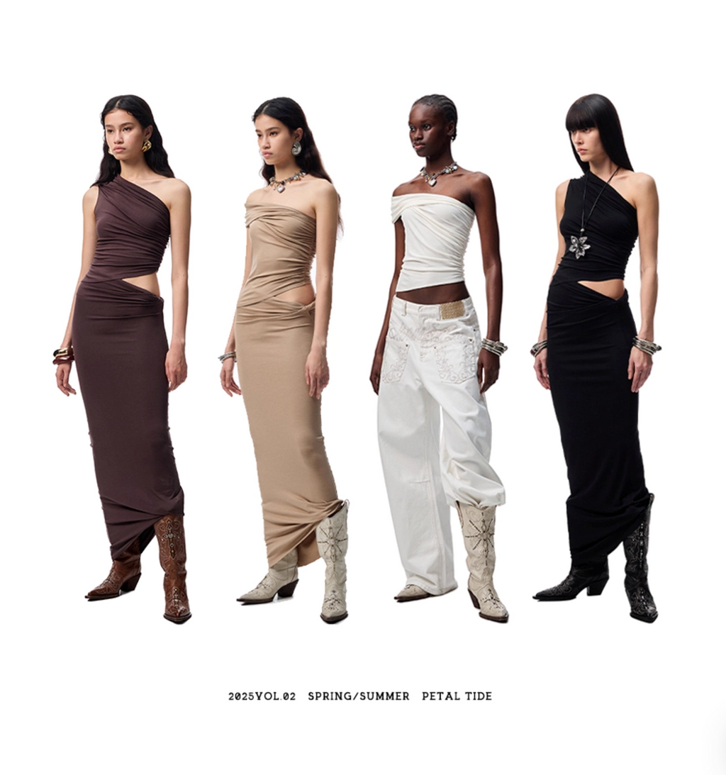 LARISA RUCHED TOP (can be worn 2 ways) & KNOT MIDI SKIRT – 4colors