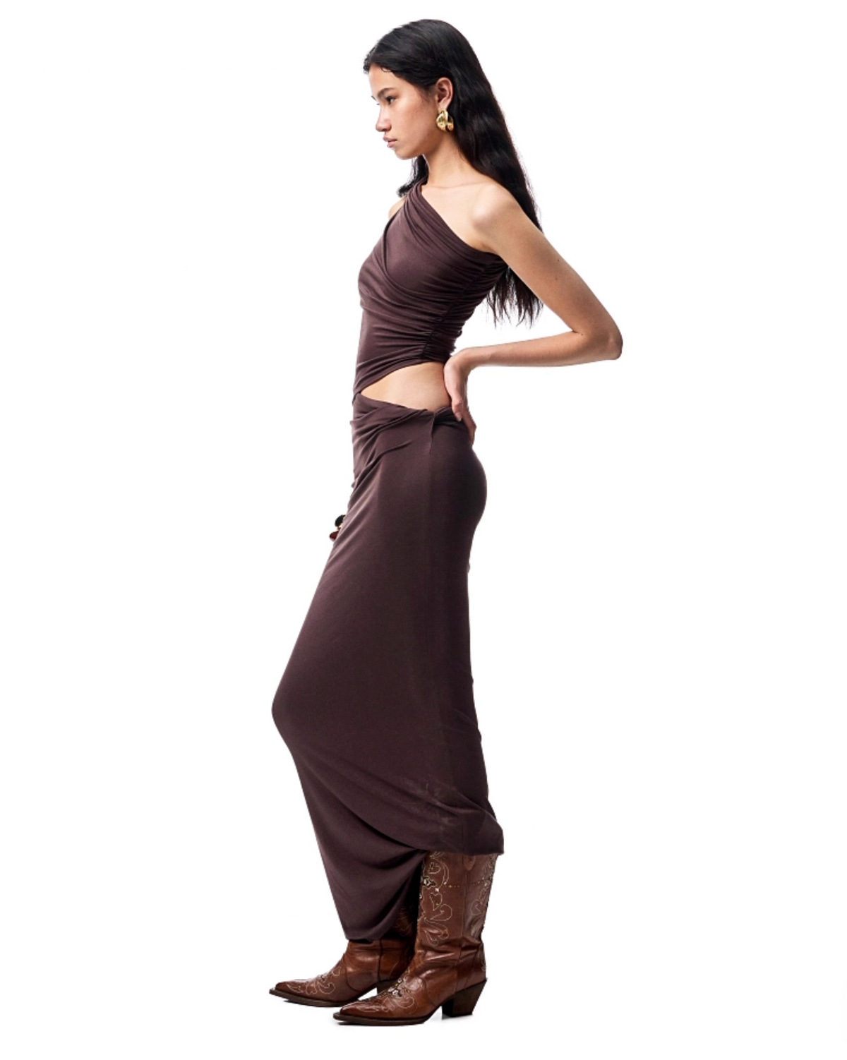 LARISA RUCHED TOP (can be worn 2 ways) & KNOT MIDI SKIRT – 4colors