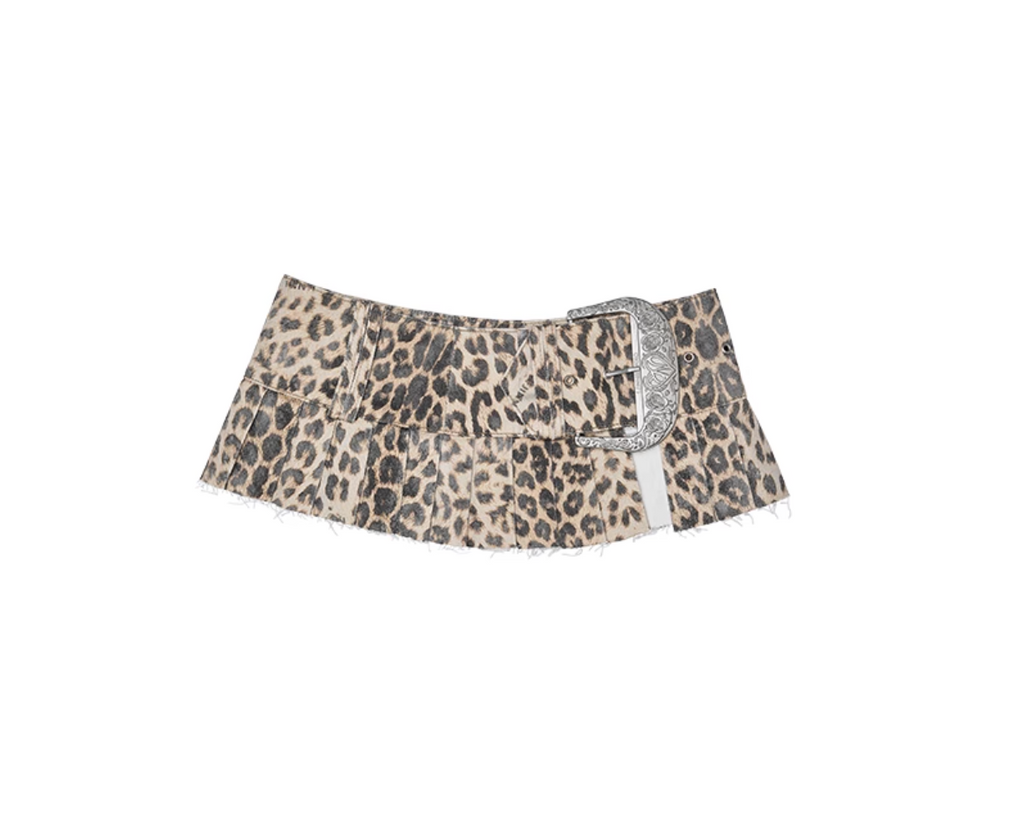 LEOPARD DENIM MINI SKIRT