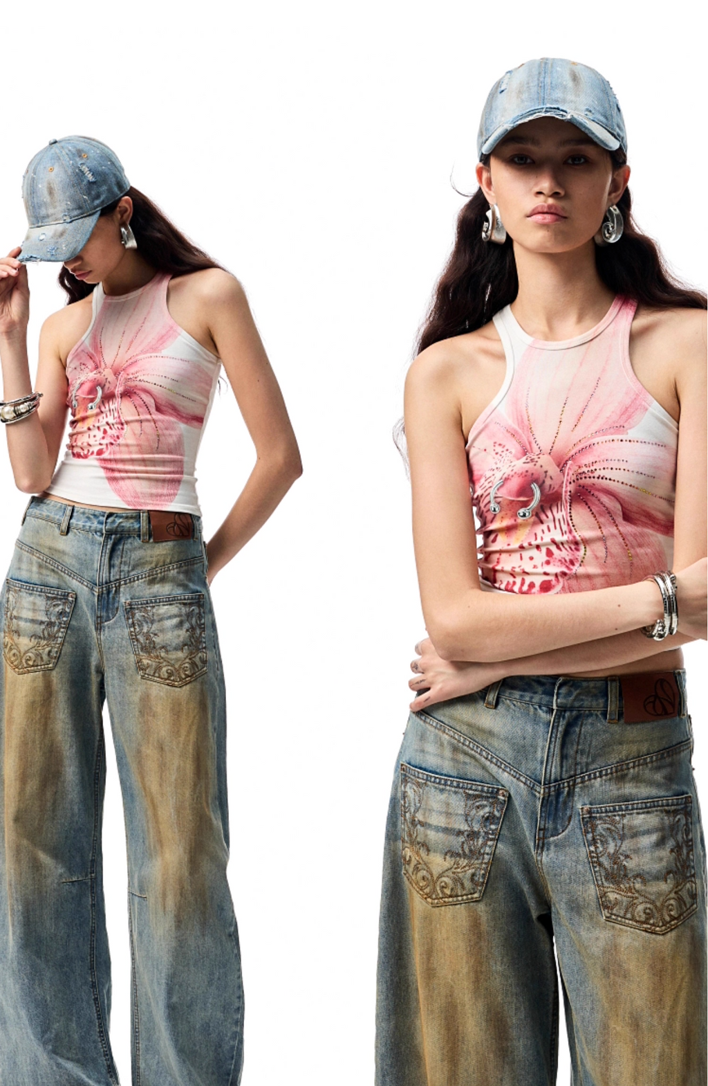 CHU MUD-DYED WASHED WIDE-LEG JEANS