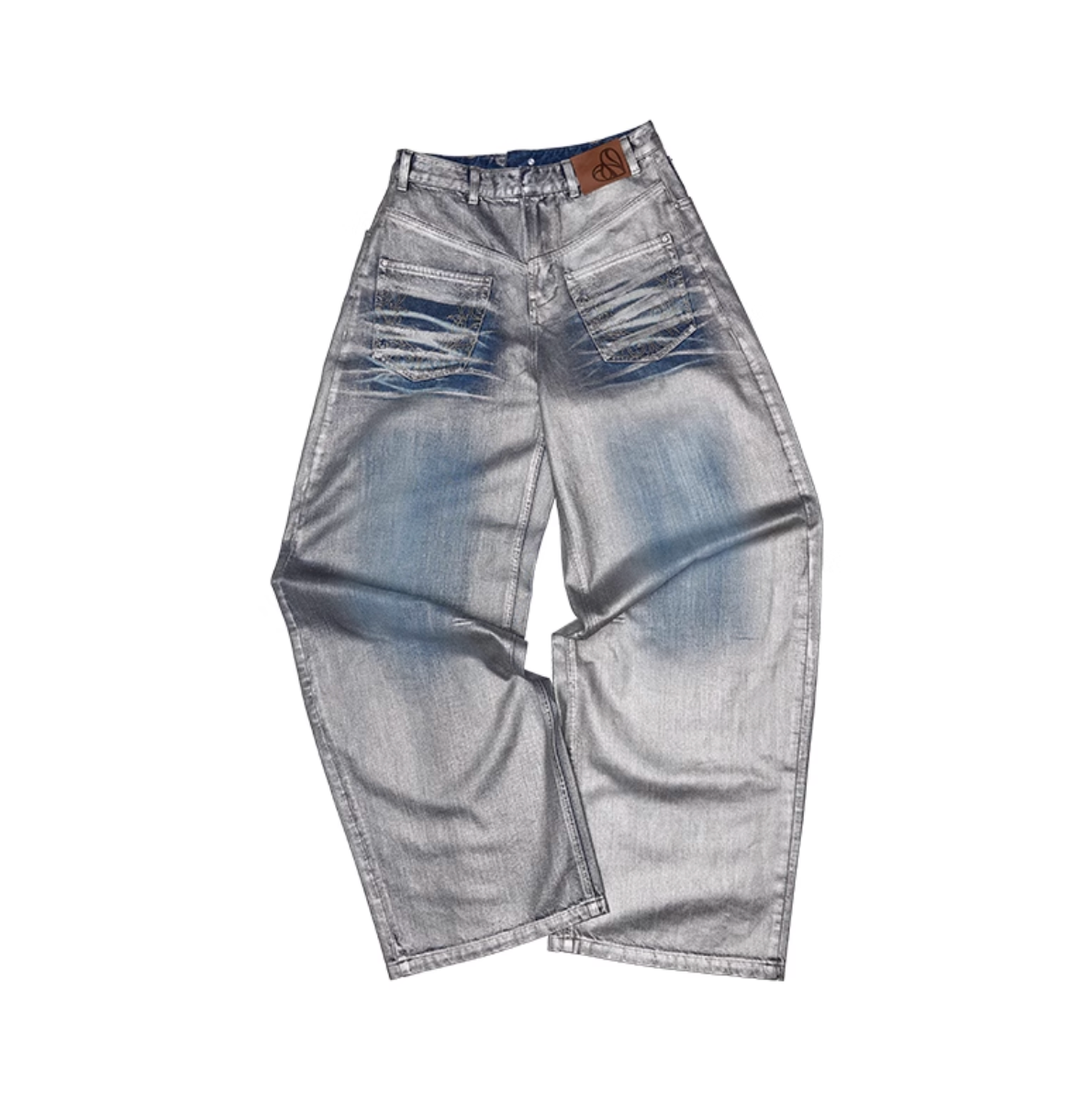 CHU METALLIC WASHED WIDE-LEG JEANS