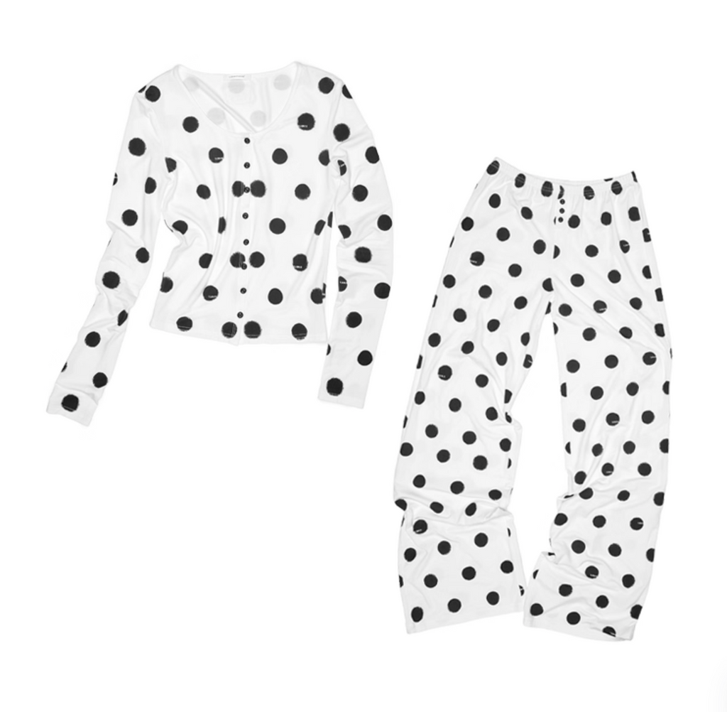 ♱ MIGA POLKA DOT カーディガン＆ラウンジパンツ 2点セット（全2色）♱