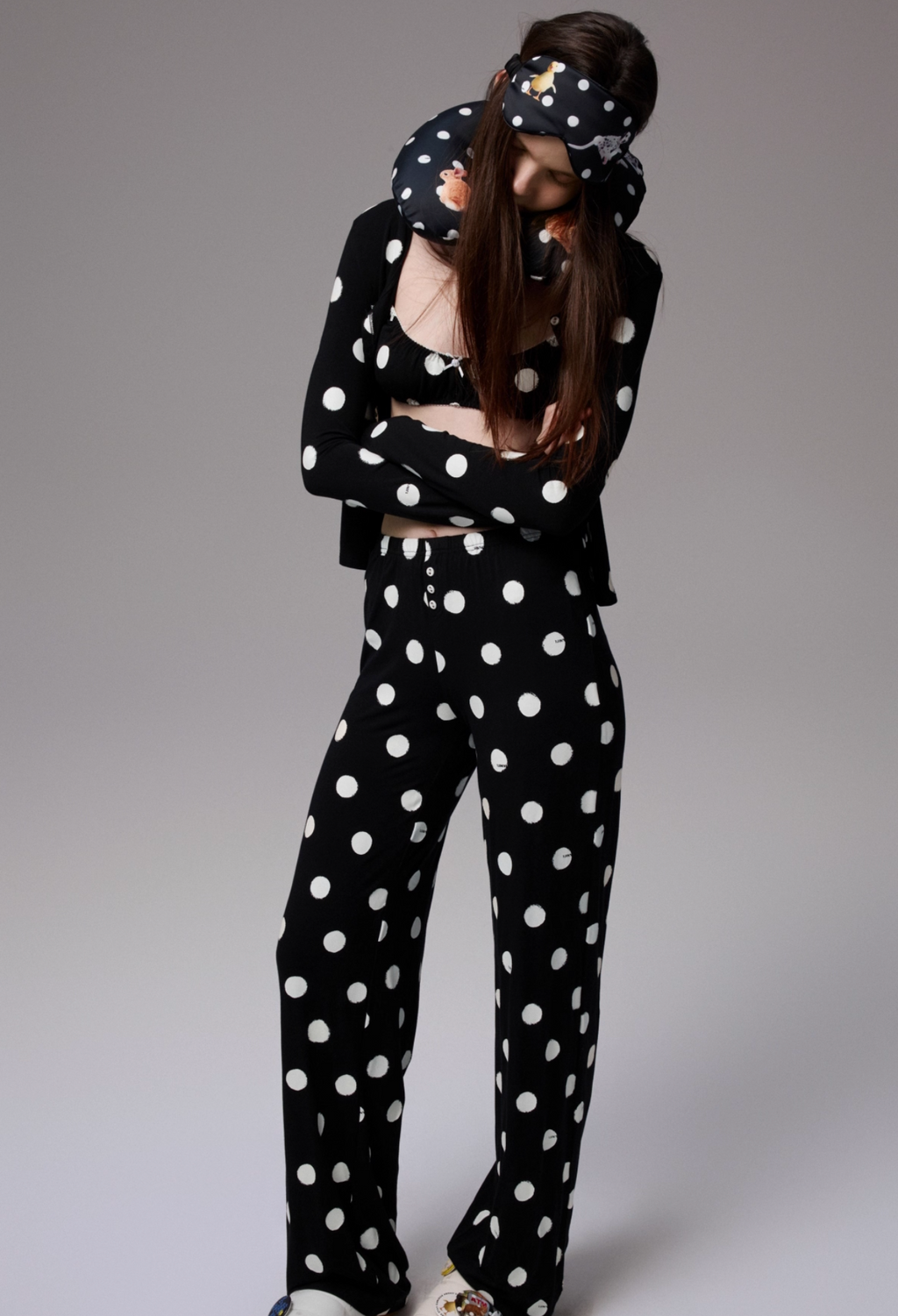 ♱ MIGA POLKA DOT カーディガン＆ラウンジパンツ 2点セット（全2色）♱