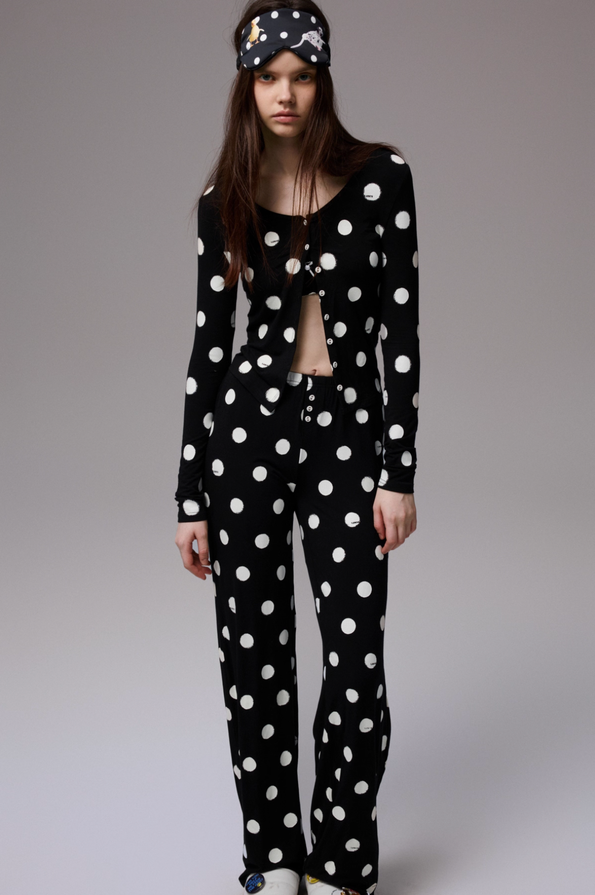 ♱ MIGA POLKA DOT カーディガン＆ラウンジパンツ 2点セット（全2色）♱