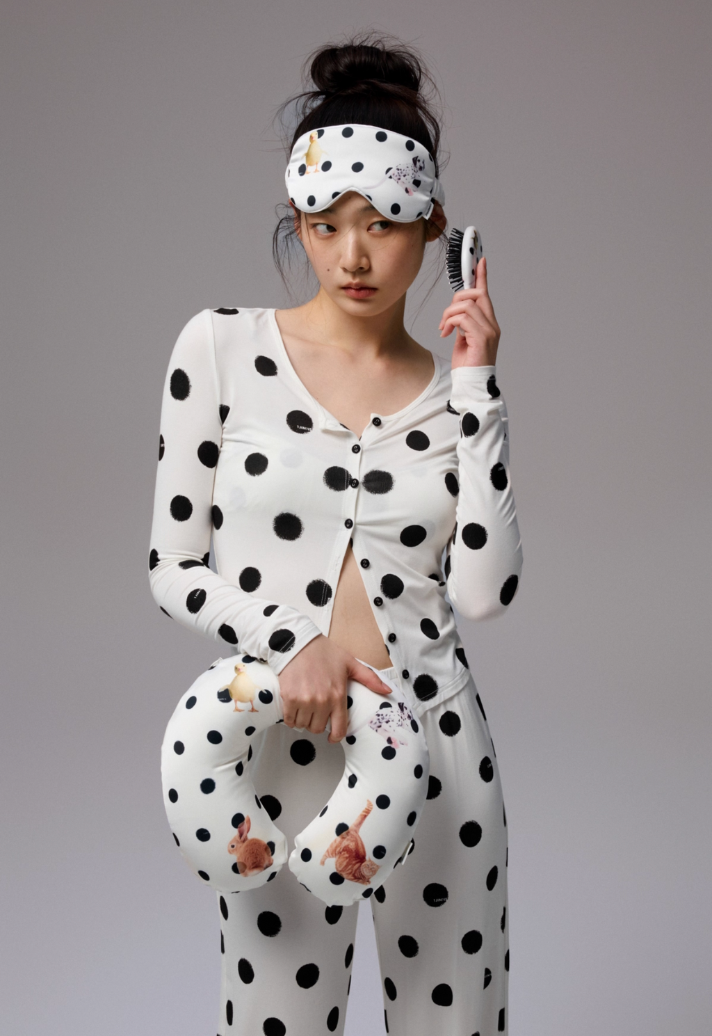♱ MIGA POLKA DOT カーディガン＆ラウンジパンツ 2点セット（全2色）♱