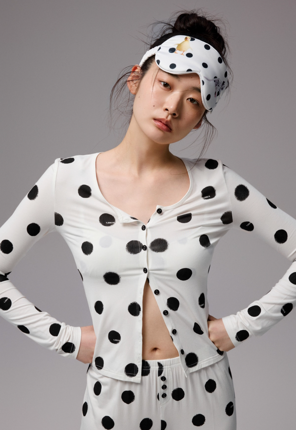 ♱ MIGA POLKA DOT カーディガン＆ラウンジパンツ 2点セット（全2色）♱