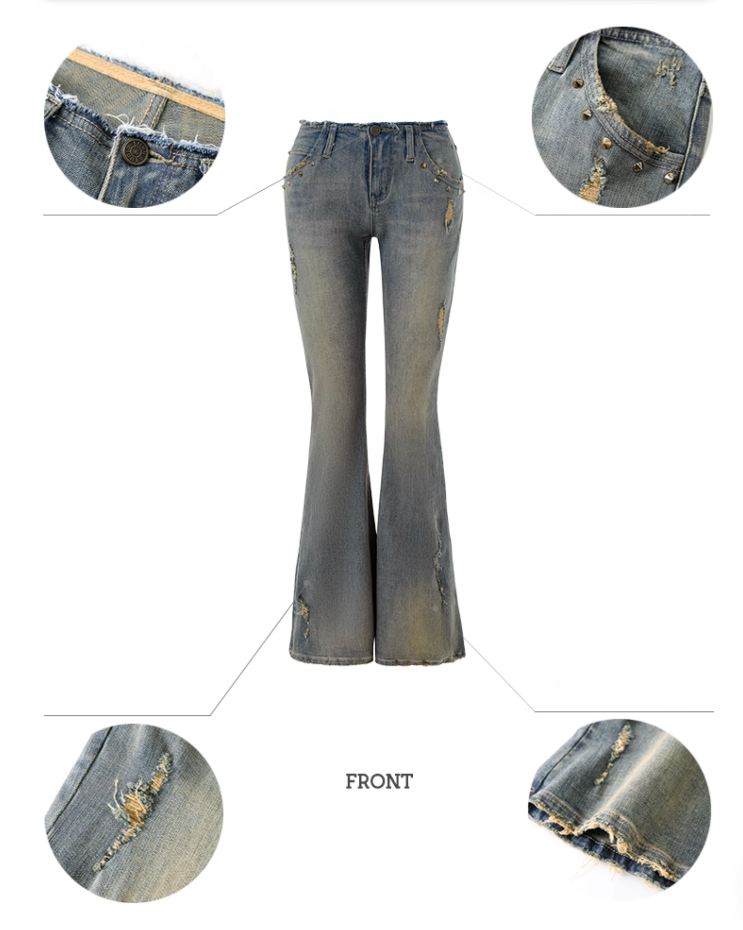 ⭑1JINN EXCLUSIVE ITEM AVAILABLE EXCLUSIVELY ONLINE AT SHELONGZ⭑ IN STOCK ♱ Y2K STAR STUDS & RHINESTONE STARS JEANS - 2styles