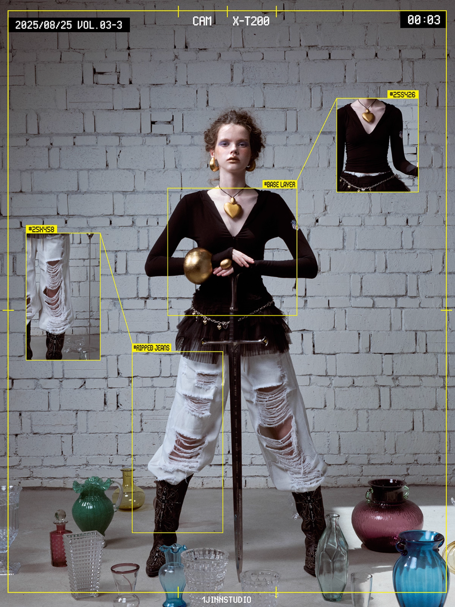 ♱ AZABU グレーフード付きジップアップTシャツ - 3色