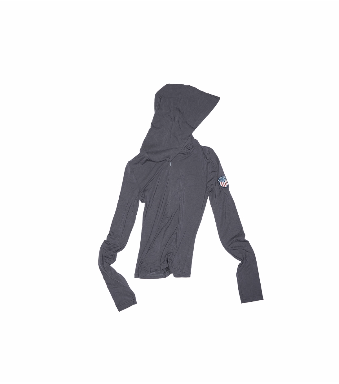 ♱ AZABU グレーフード付きジップアップTシャツ - 3色