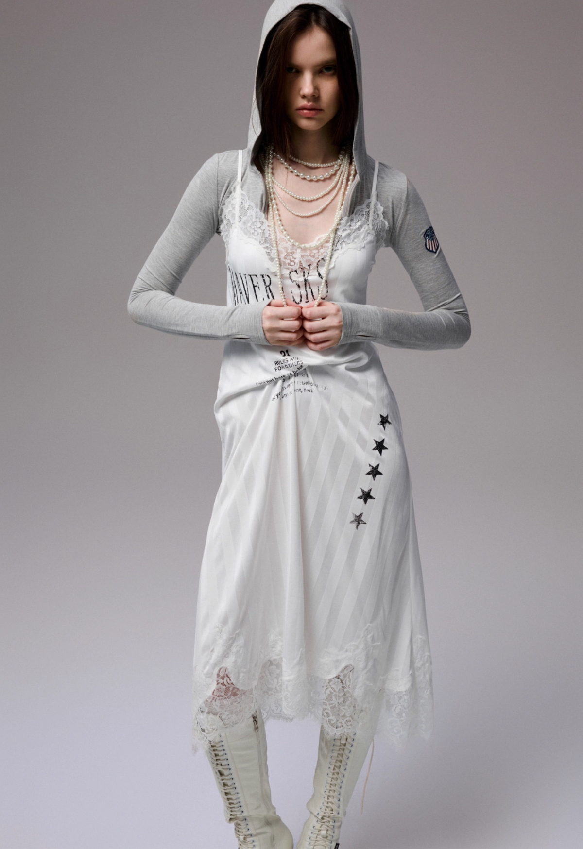VINTAGE LACE-TRIM SLIP DRESS – 2colors