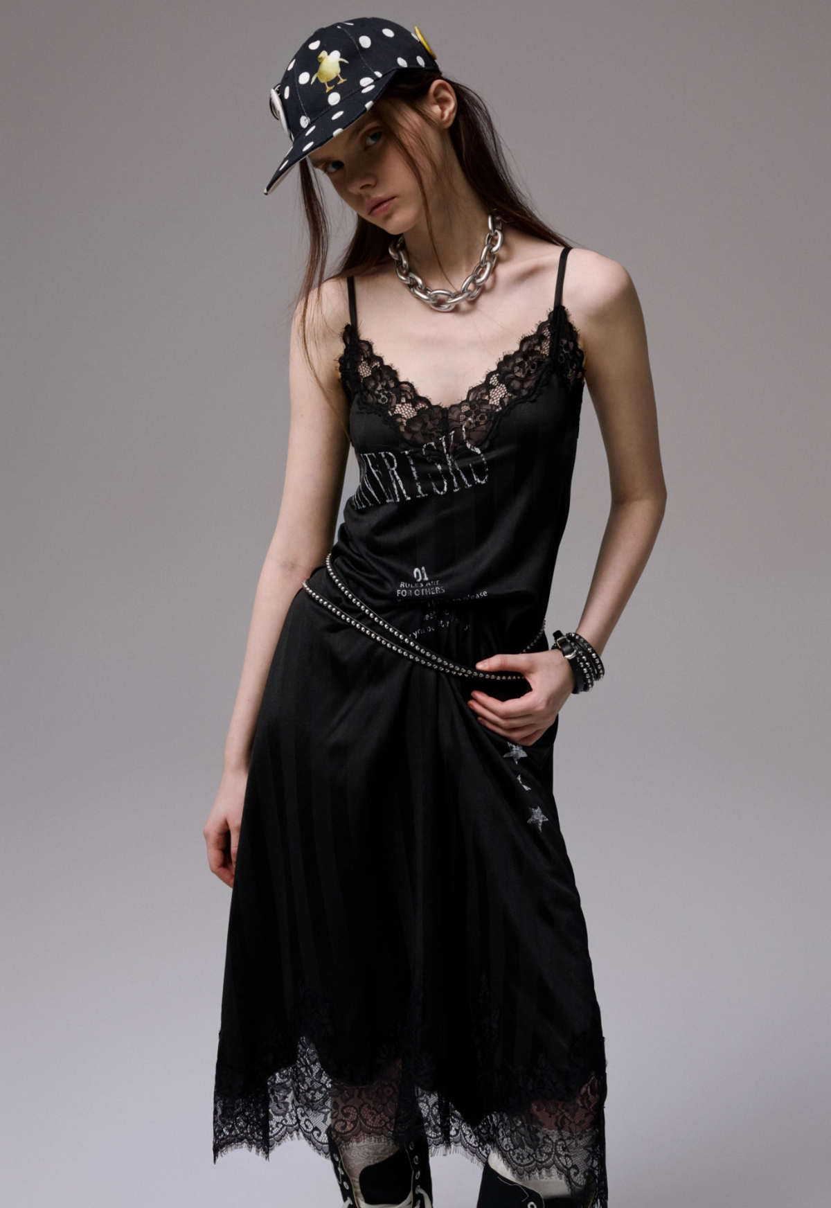 VINTAGE LACE-TRIM SLIP DRESS – 2colors