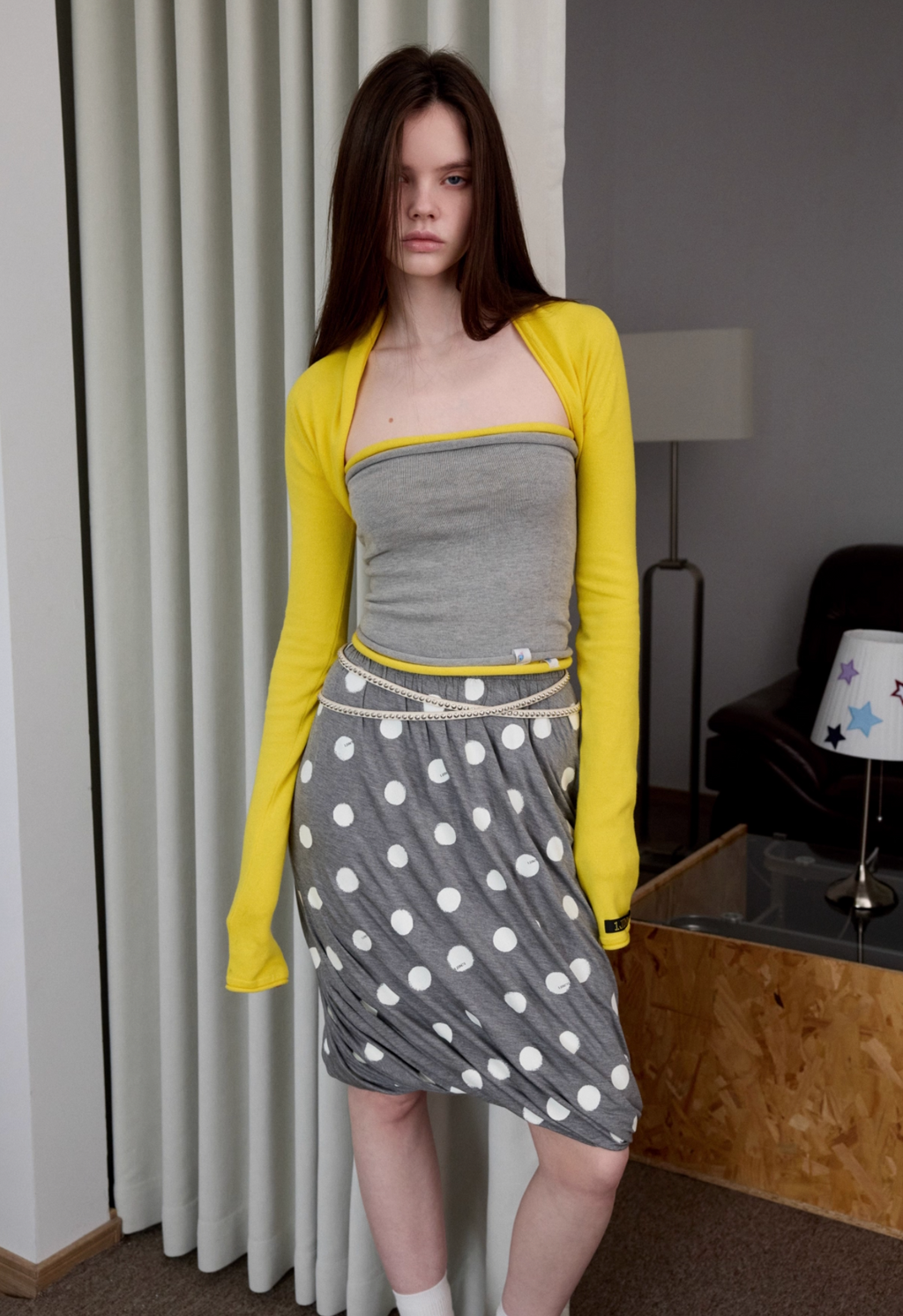 CROPPED LONG-SLEEVE SHRUG -2colors