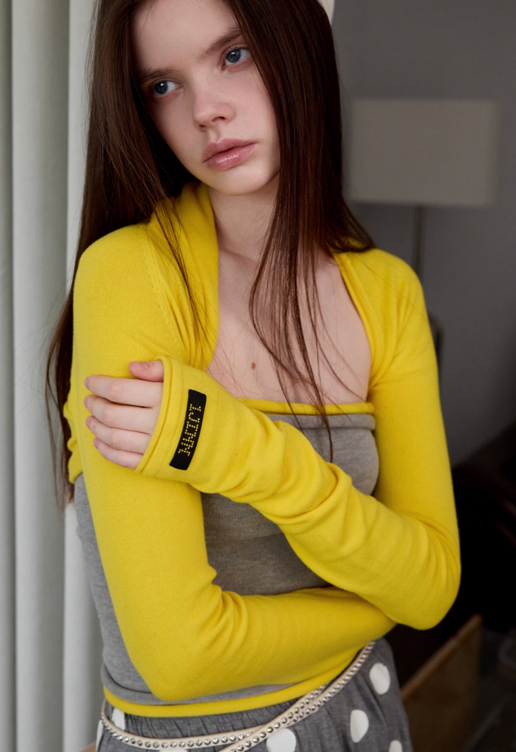 CROPPED LONG-SLEEVE SHRUG -2colors