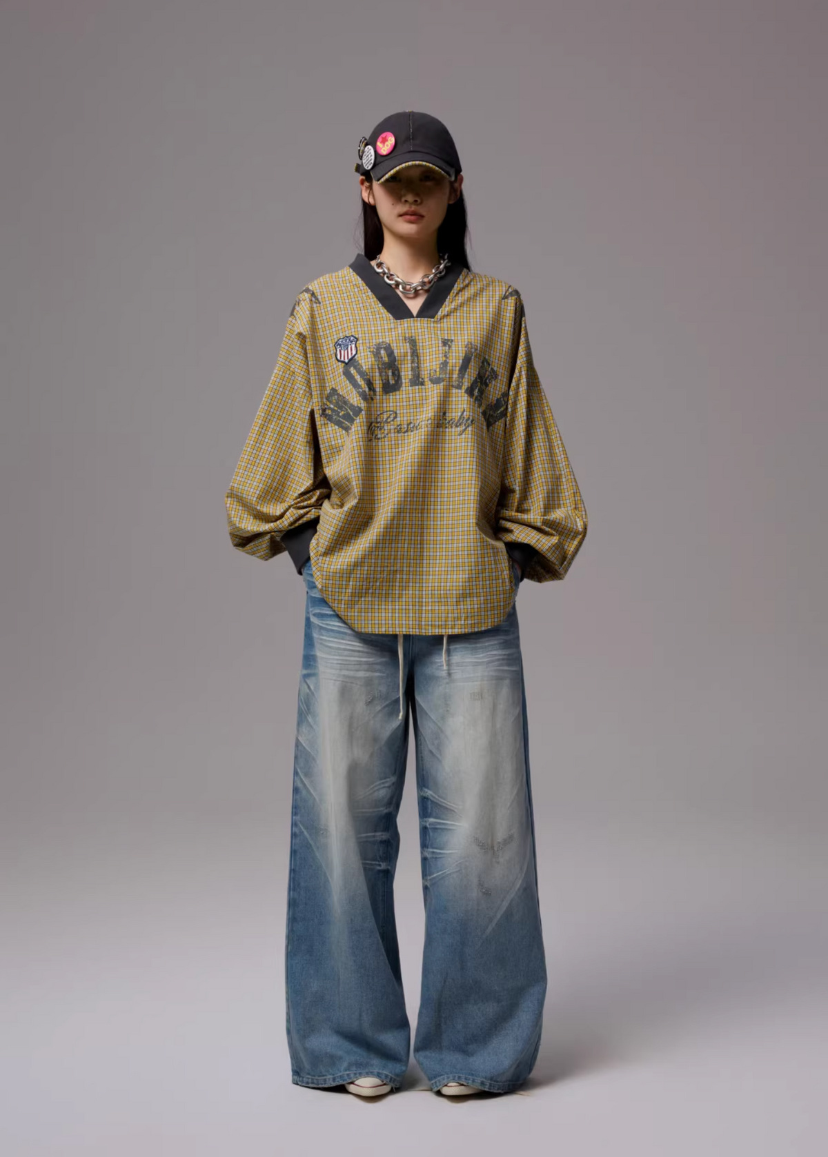VINTAGE V-NECK JERSEY TOP – 4colors