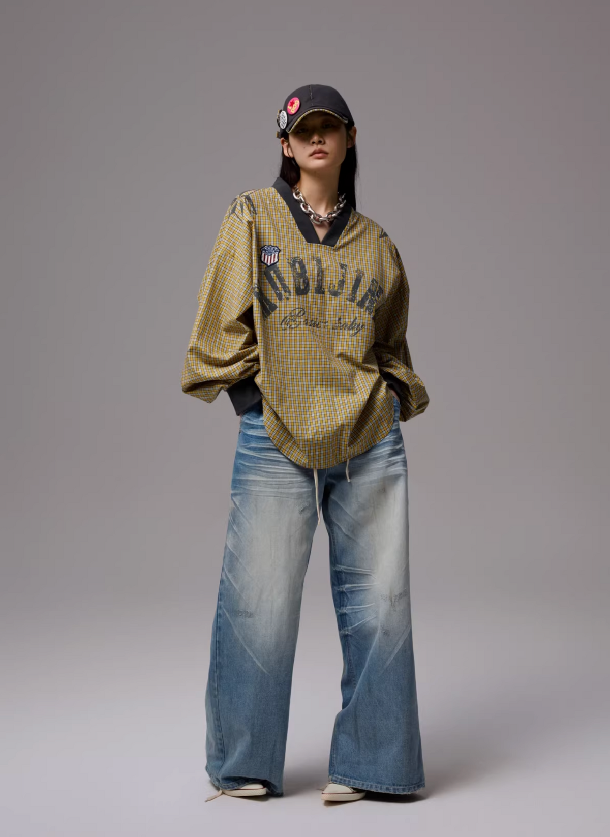 VINTAGE V-NECK JERSEY TOP – 4colors