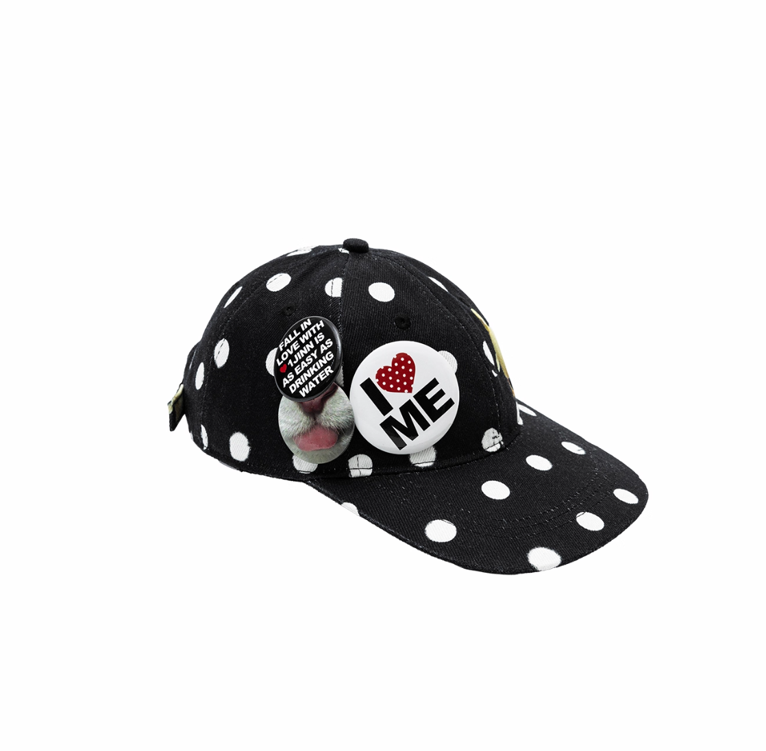 POLKA DOTS POP CAP + PLAYFUL REMOVABLE PIN BADGES