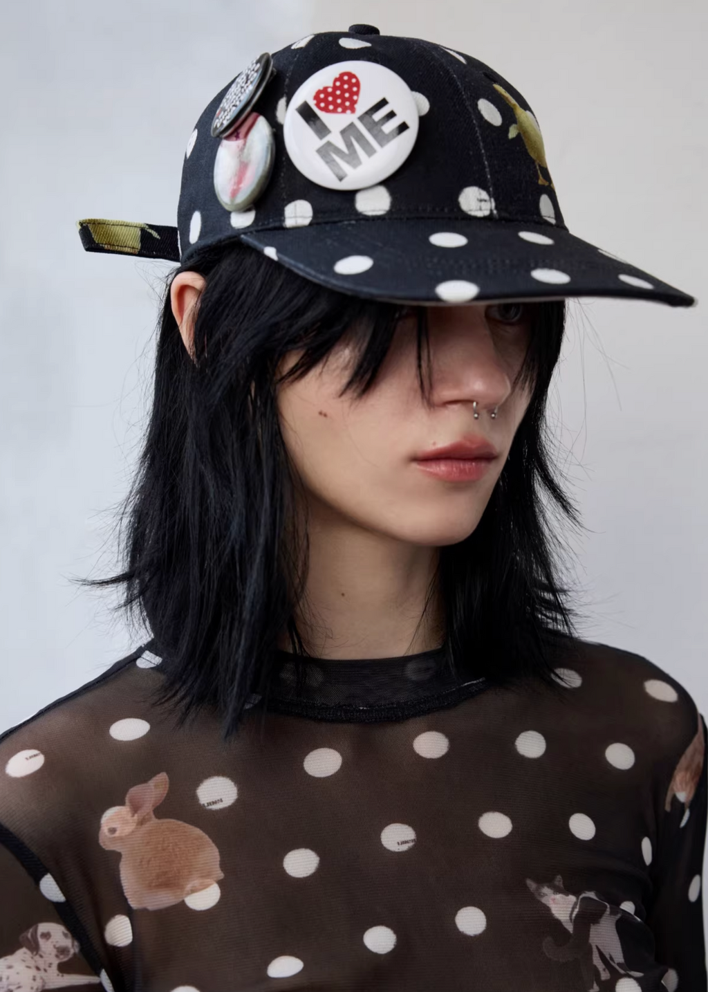 POLKA DOTS POP CAP + PLAYFUL REMOVABLE PIN BADGES
