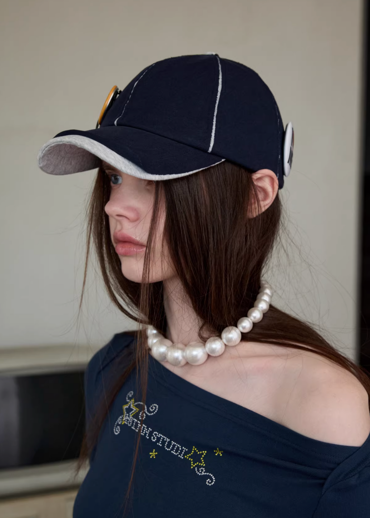 NAVY CONTRAST POP CAP + PLAYFUL REMOVABLE PIN BADGES