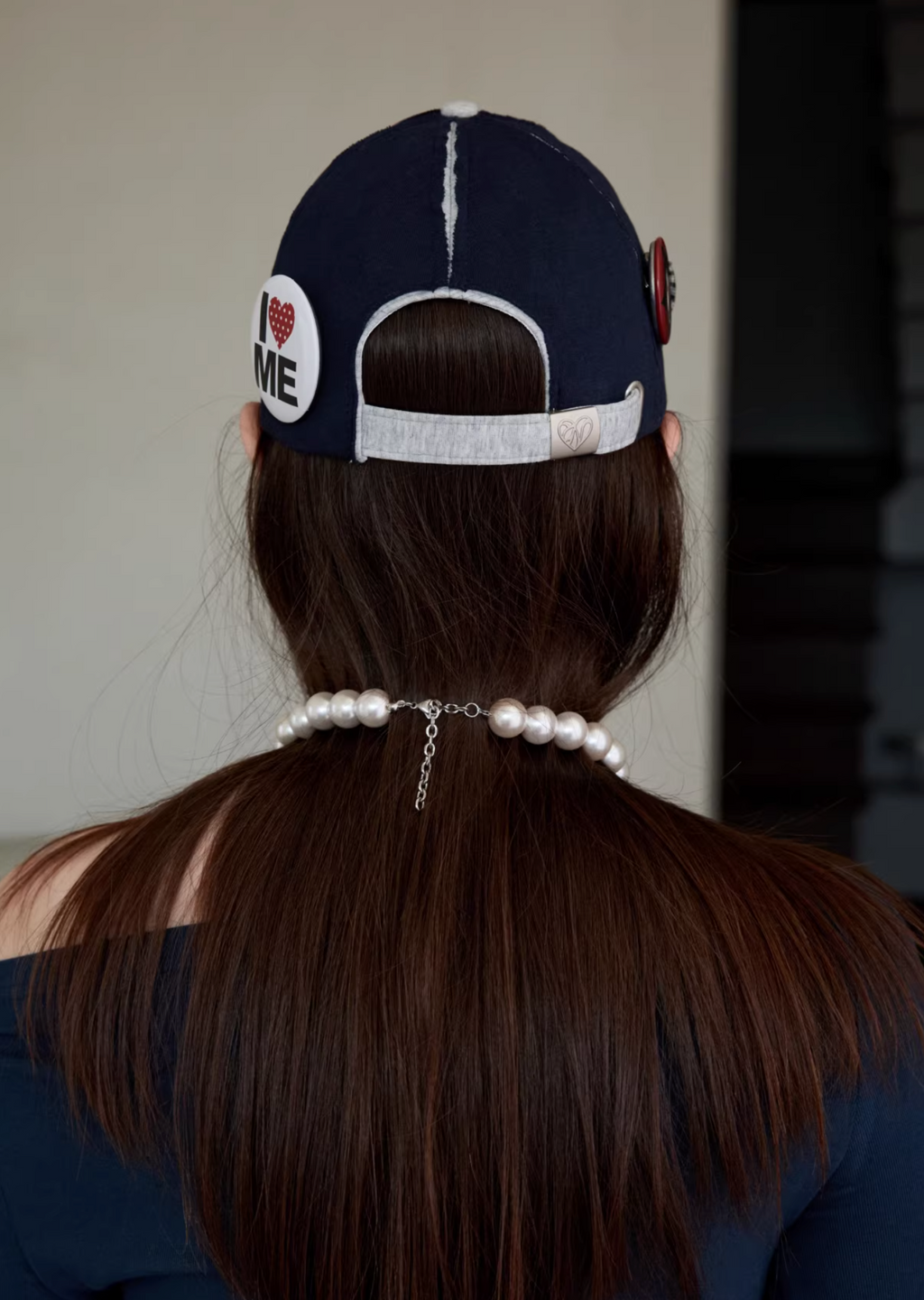 NAVY CONTRAST POP CAP + PLAYFUL REMOVABLE PIN BADGES