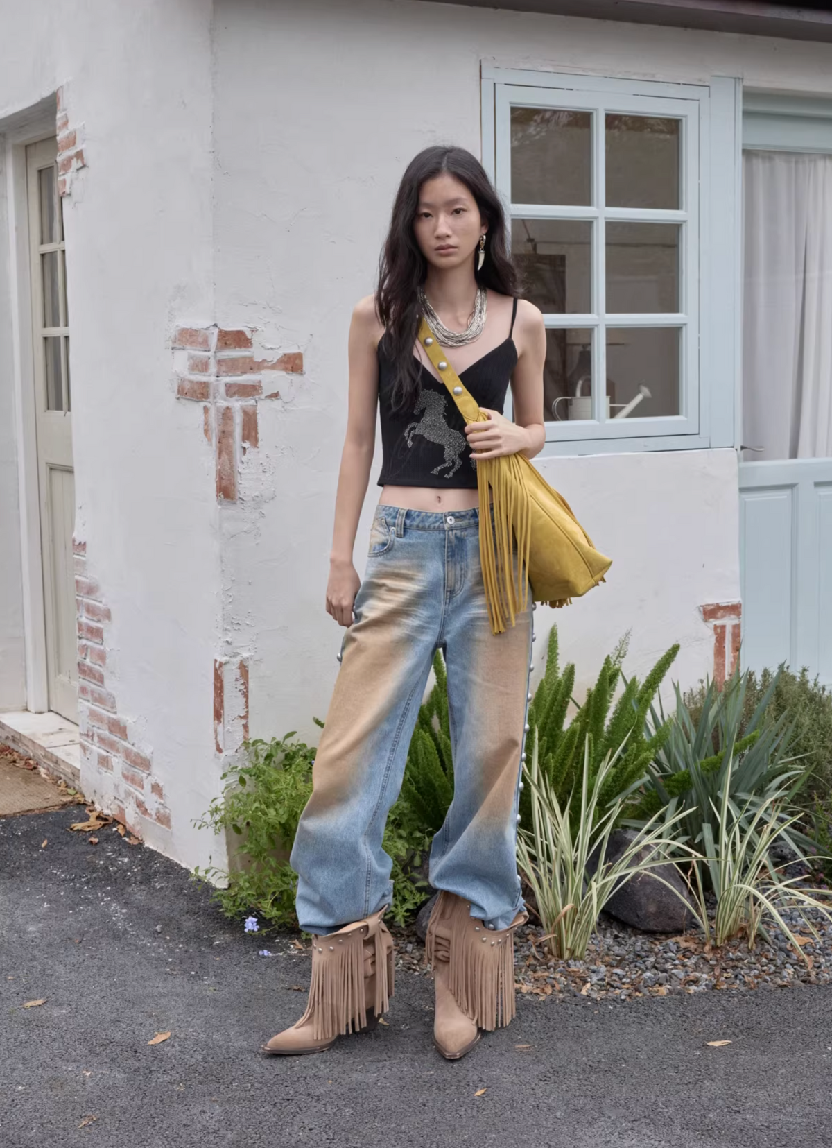 BRONZE HORIZON WASH BUTTON-SIDE JEANS