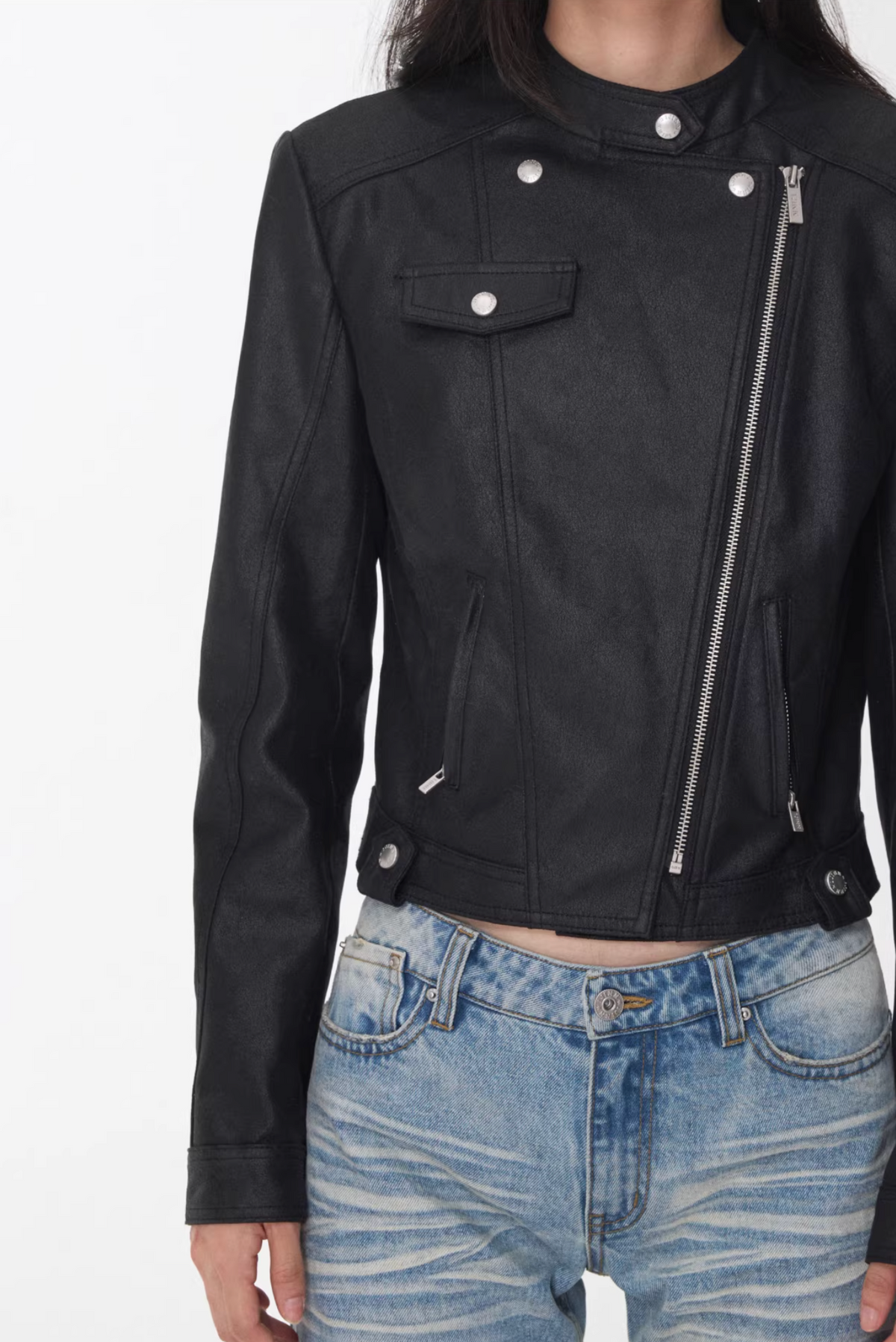 VINTAGE CRACKED LEATHER MOTO JACKET -3colors