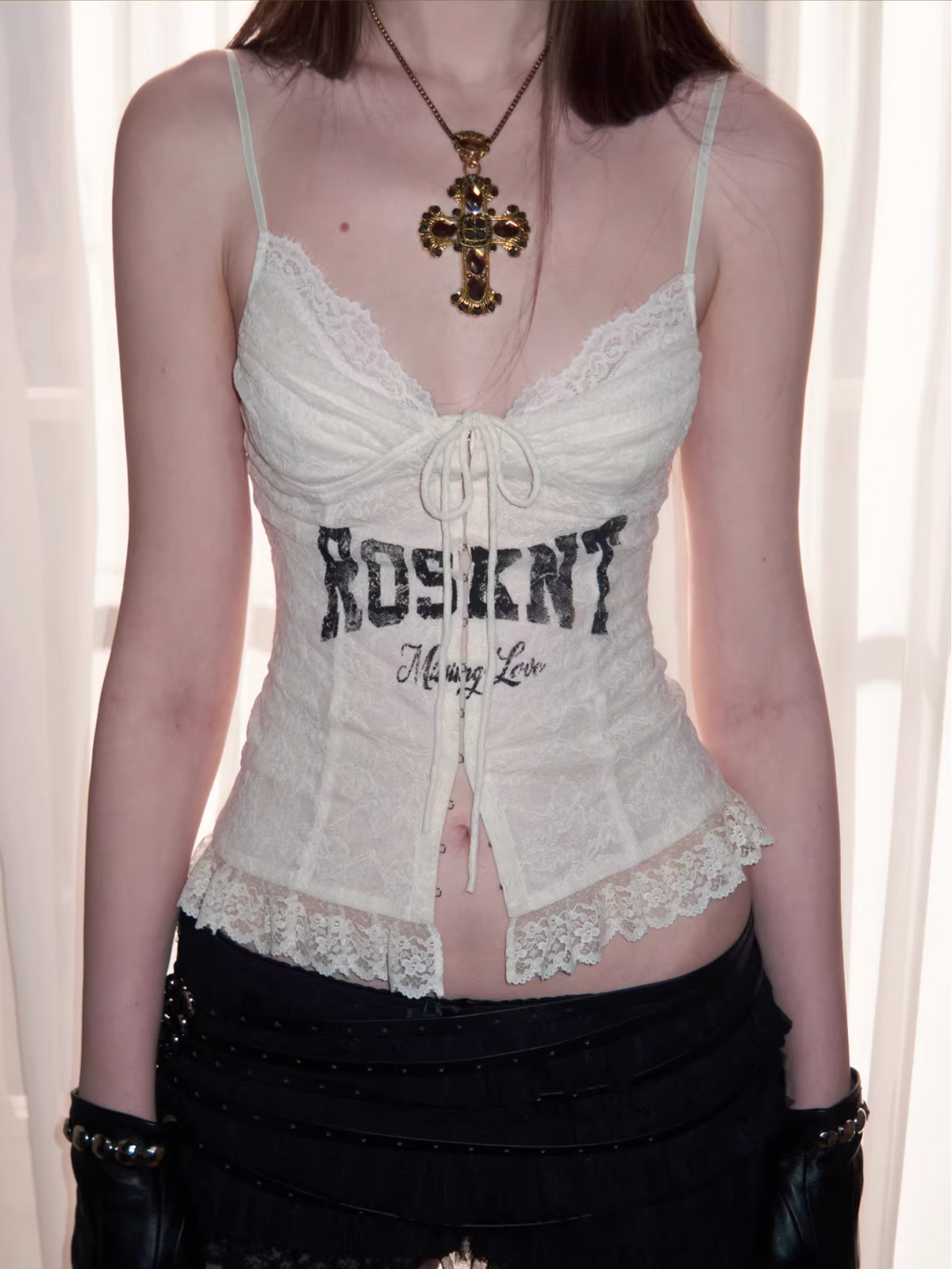 ROSIE LACE-UP LETTER PRINT CORSET CAMISOLE – 3colors