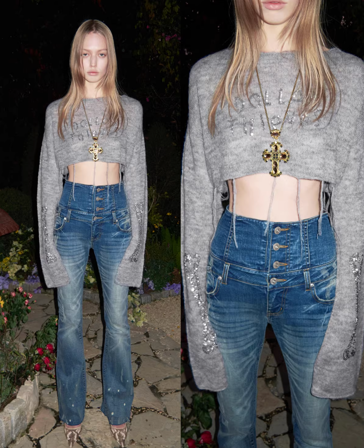 SEQUIN SHEER KNIT CROPPED SWEATER – 3colors