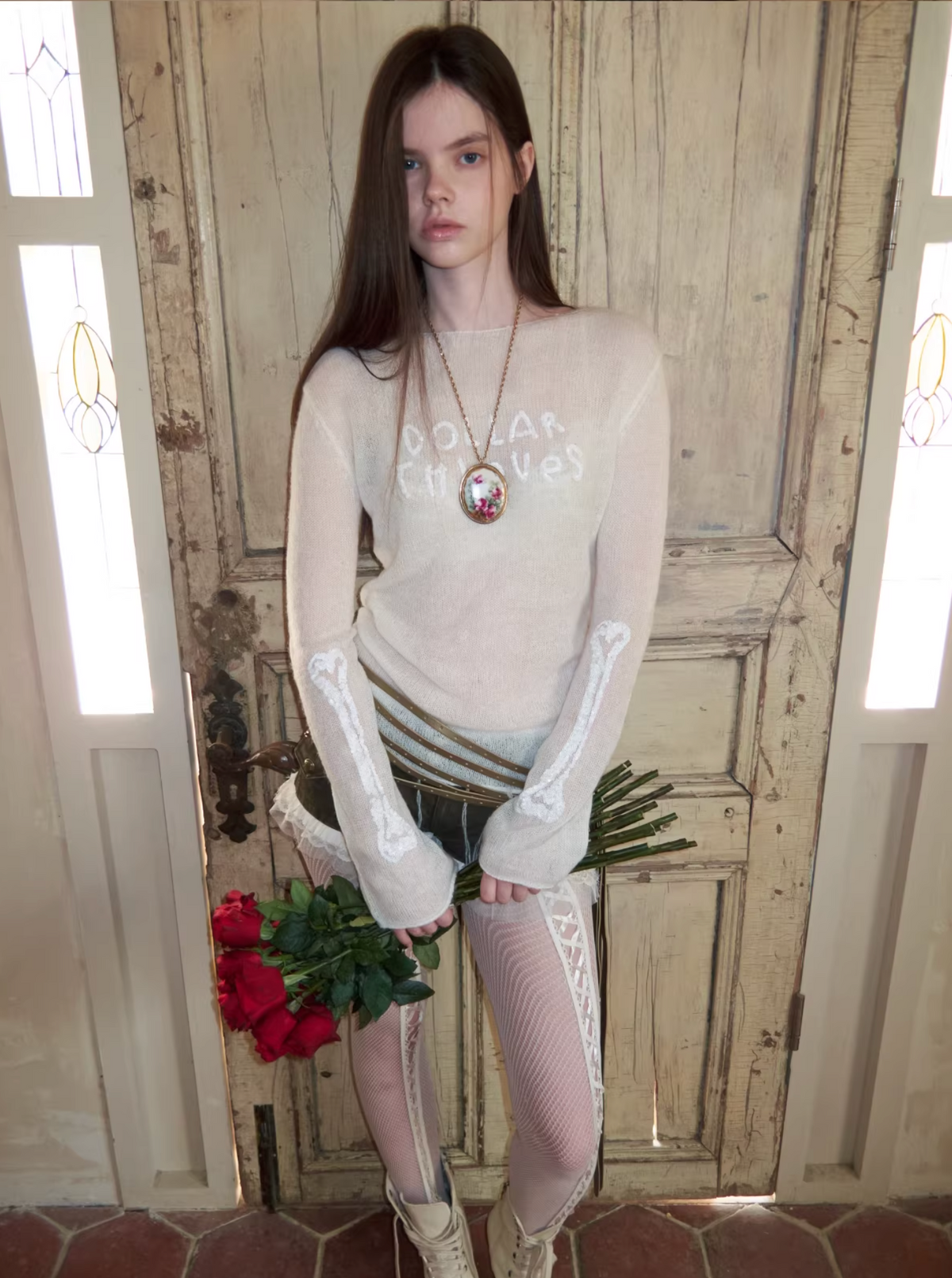 SEQUIN SHEER KNIT TOP
