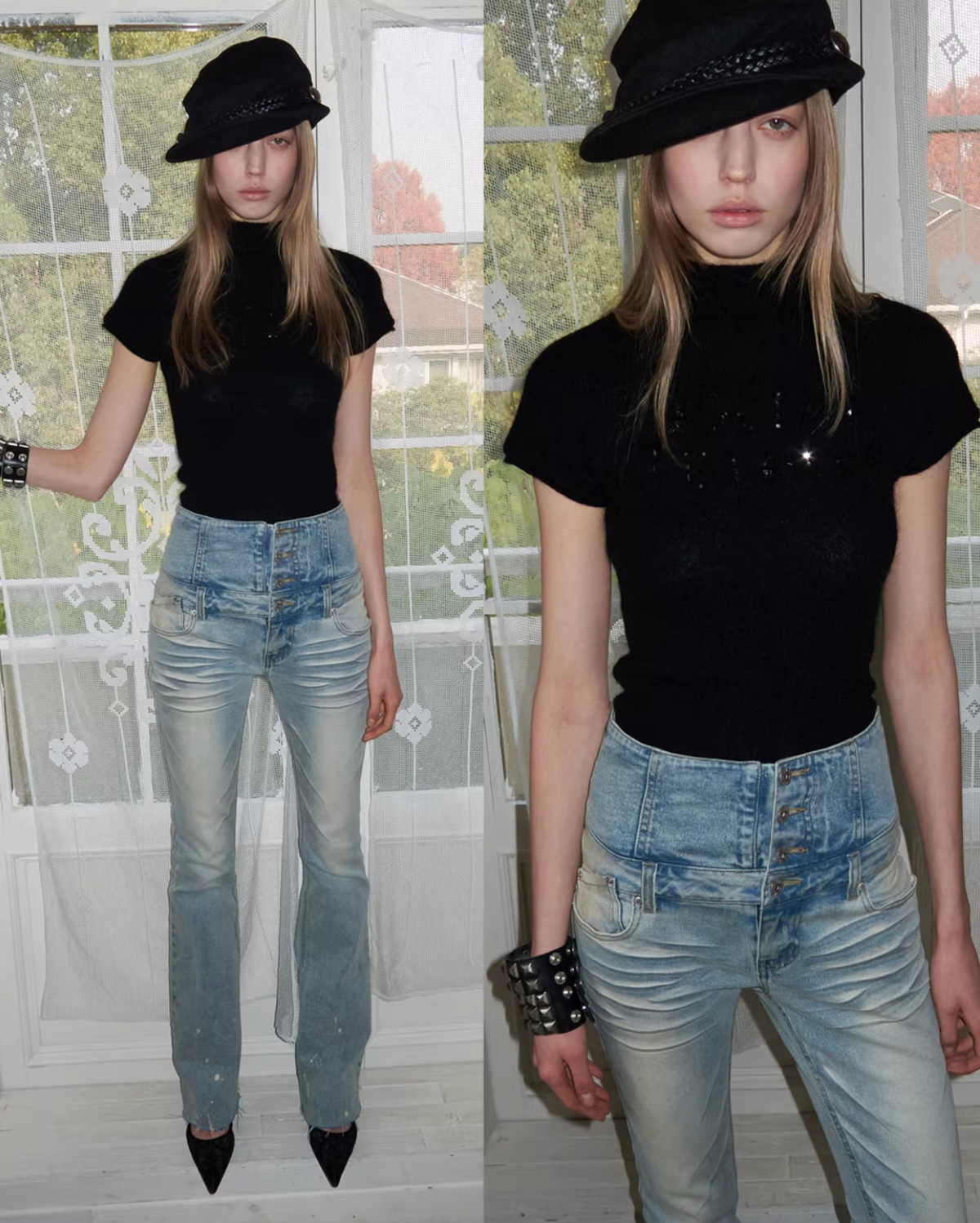 SEQUIN-EMBROIDERED KNIT TOP – 2colors