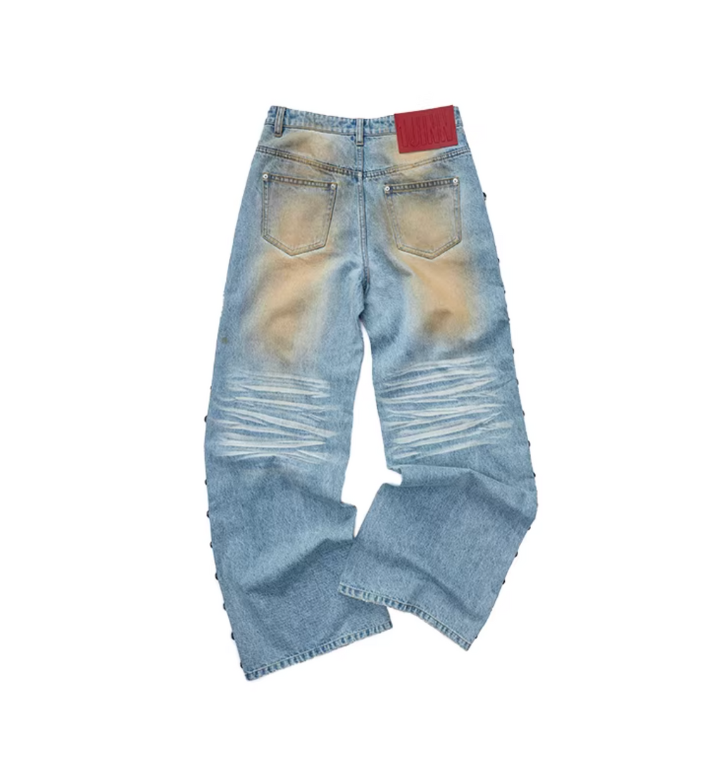 BRONZE HORIZON WASH BUTTON-SIDE JEANS