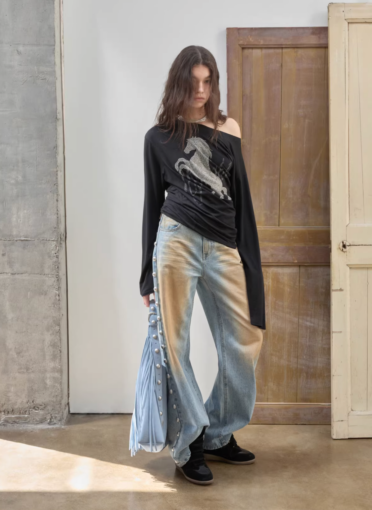 BRONZE HORIZON WASH BUTTON-SIDE JEANS