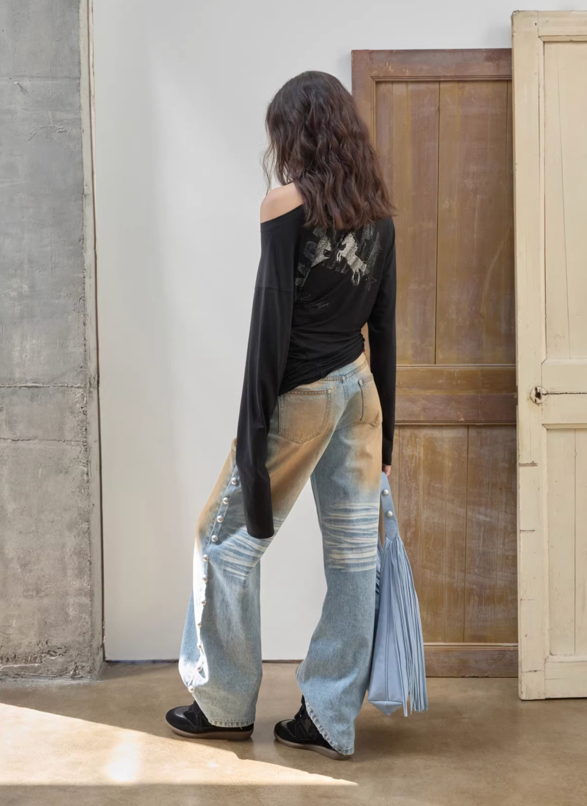 BRONZE HORIZON WASH BUTTON-SIDE JEANS