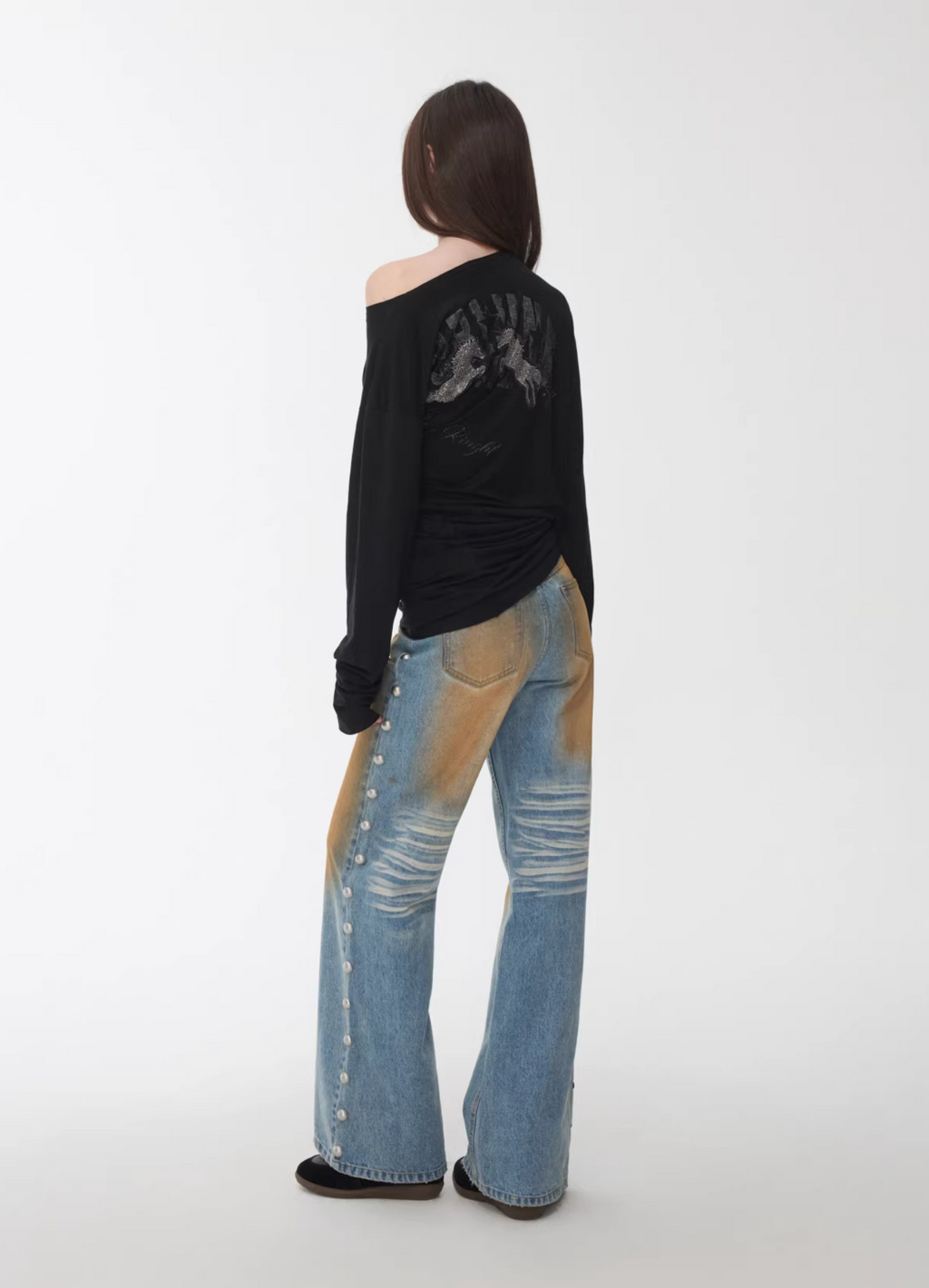BRONZE HORIZON WASH BUTTON-SIDE JEANS