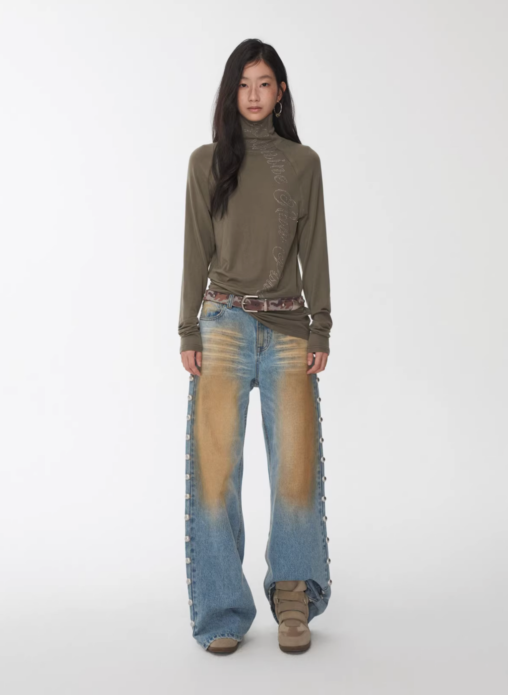 BRONZE HORIZON WASH BUTTON-SIDE JEANS