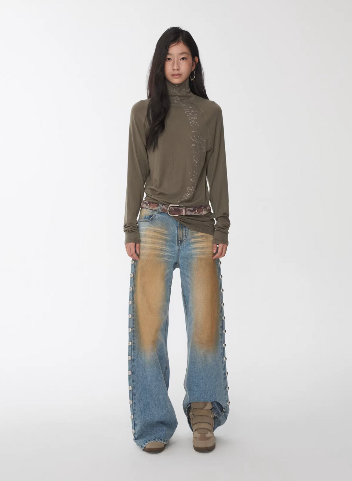 BRONZE HORIZON WASH BUTTON-SIDE JEANS