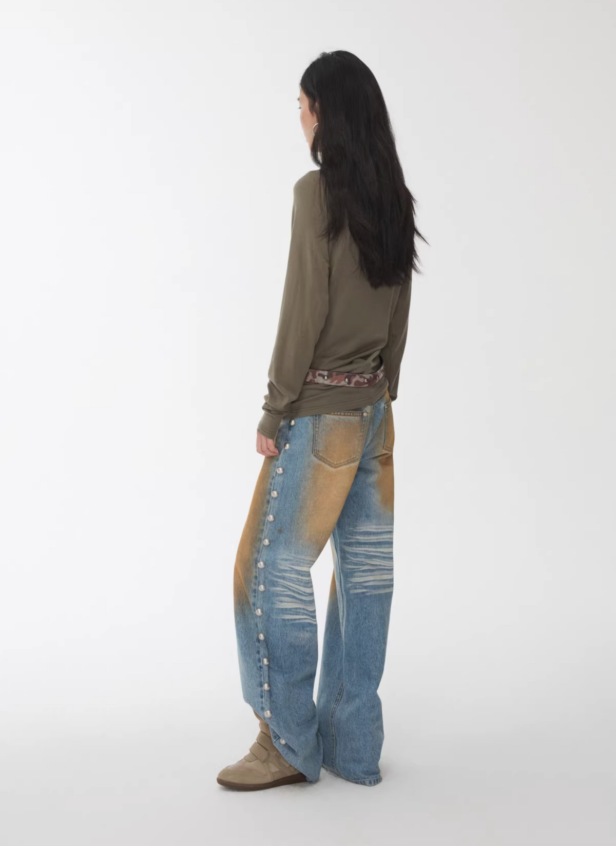 BRONZE HORIZON WASH BUTTON-SIDE JEANS